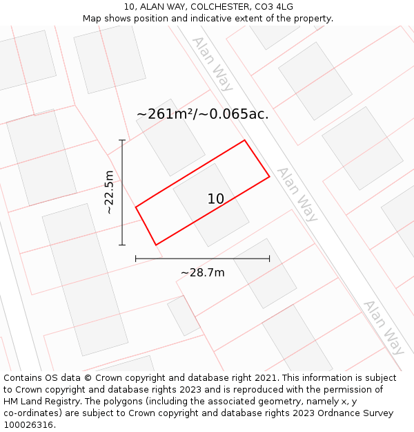 10, ALAN WAY, COLCHESTER, CO3 4LG: Plot and title map