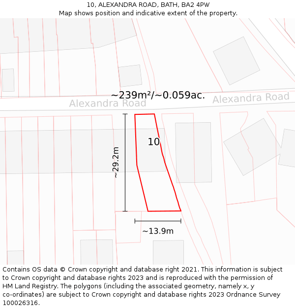 10, ALEXANDRA ROAD, BATH, BA2 4PW: Plot and title map