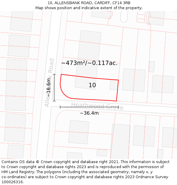 10, ALLENSBANK ROAD, CARDIFF, CF14 3RB: Plot and title map