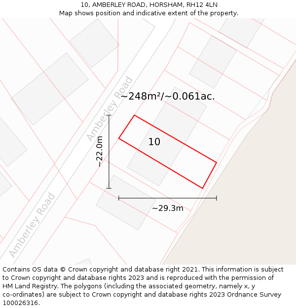 10, AMBERLEY ROAD, HORSHAM, RH12 4LN: Plot and title map