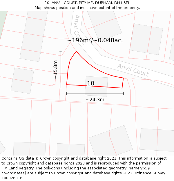 10, ANVIL COURT, PITY ME, DURHAM, DH1 5EL: Plot and title map