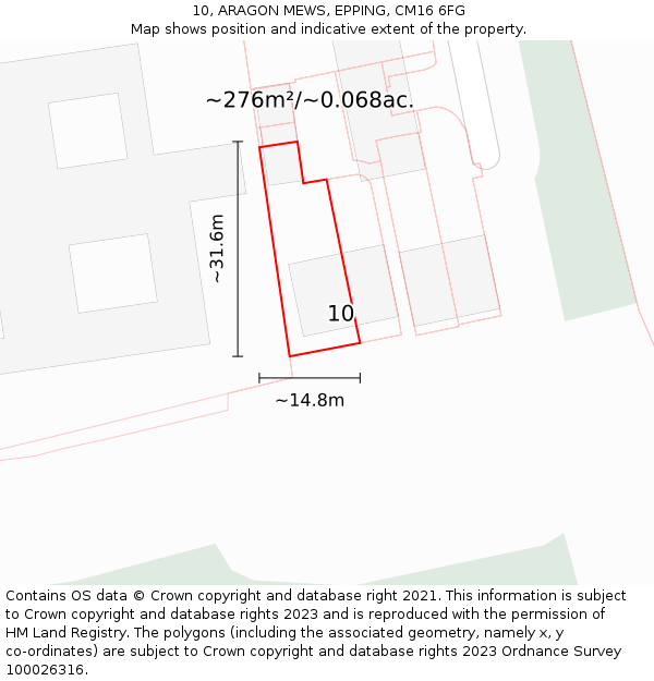 10, ARAGON MEWS, EPPING, CM16 6FG: Plot and title map