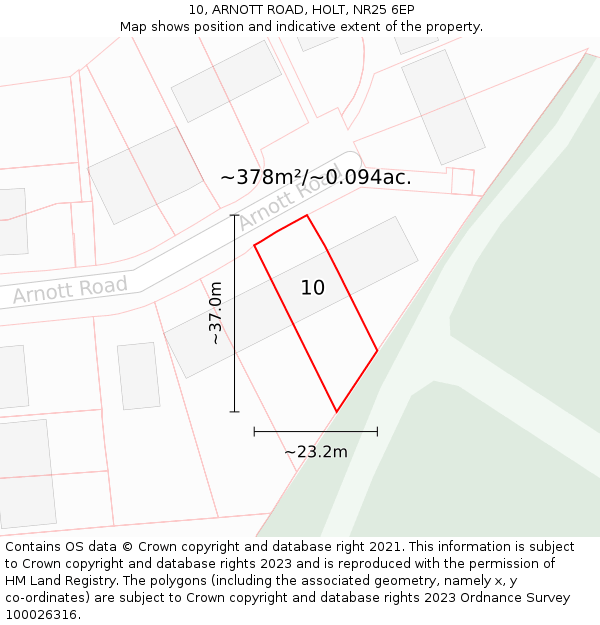 10, ARNOTT ROAD, HOLT, NR25 6EP: Plot and title map