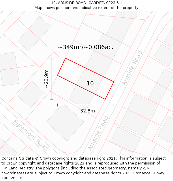 10, ARNSIDE ROAD, CARDIFF, CF23 5LL: Plot and title map