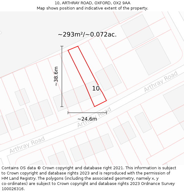 10, ARTHRAY ROAD, OXFORD, OX2 9AA: Plot and title map