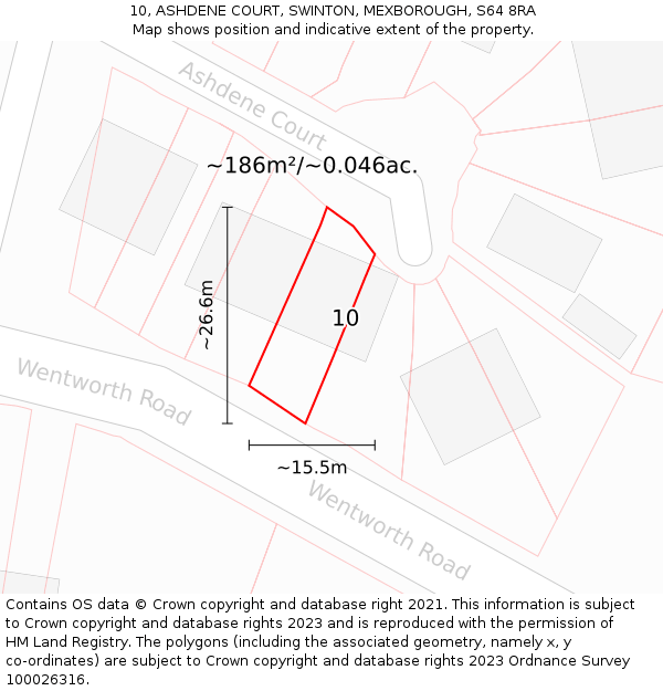 10, ASHDENE COURT, SWINTON, MEXBOROUGH, S64 8RA: Plot and title map