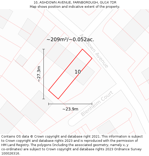 10, ASHDOWN AVENUE, FARNBOROUGH, GU14 7DR: Plot and title map