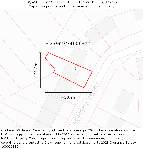 10, ASHFURLONG CRESCENT, SUTTON COLDFIELD, B75 6EP: Plot and title map