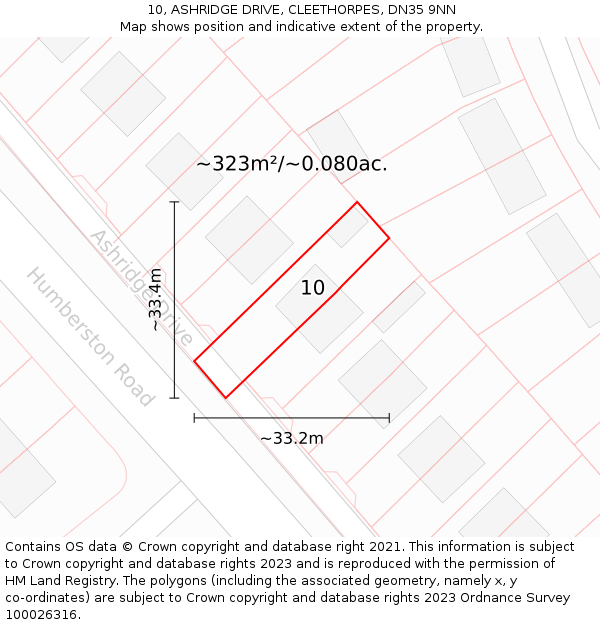 10, ASHRIDGE DRIVE, CLEETHORPES, DN35 9NN: Plot and title map