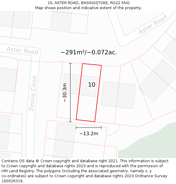 10, ASTER ROAD, BASINGSTOKE, RG22 5NG: Plot and title map