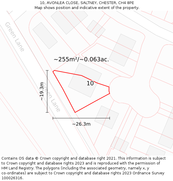 10, AVONLEA CLOSE, SALTNEY, CHESTER, CH4 8PE: Plot and title map