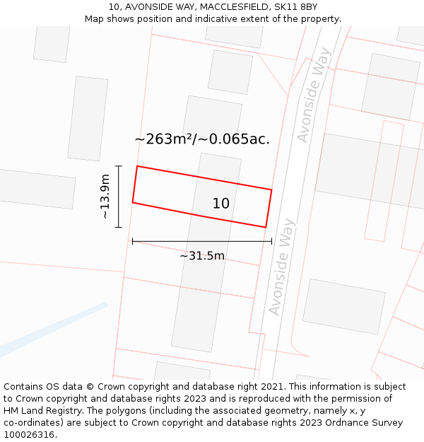 10, AVONSIDE WAY, MACCLESFIELD, SK11 8BY: Plot and title map