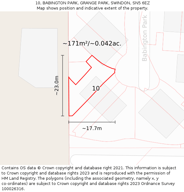 10, BABINGTON PARK, GRANGE PARK, SWINDON, SN5 6EZ: Plot and title map