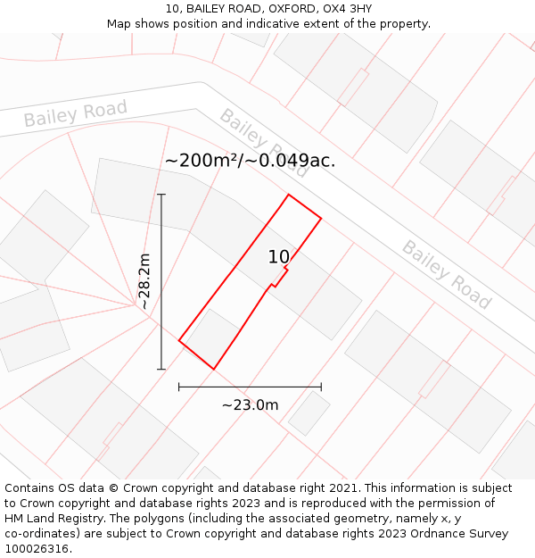 10, BAILEY ROAD, OXFORD, OX4 3HY: Plot and title map