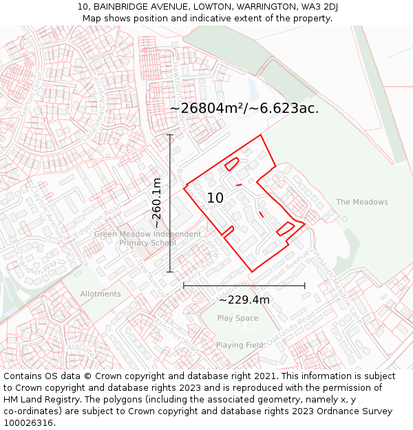 10, BAINBRIDGE AVENUE, LOWTON, WARRINGTON, WA3 2DJ: Plot and title map