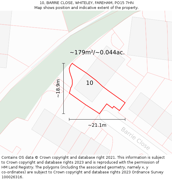 10, BARRIE CLOSE, WHITELEY, FAREHAM, PO15 7HN: Plot and title map