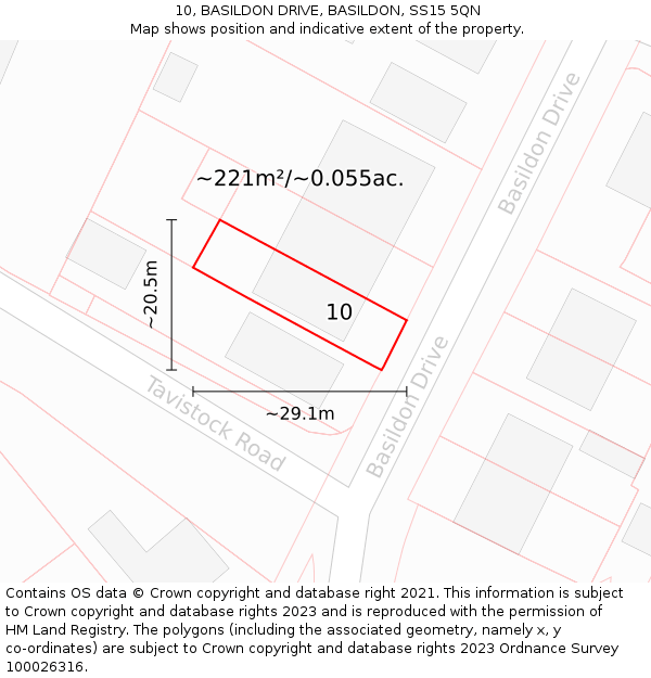 10, BASILDON DRIVE, BASILDON, SS15 5QN: Plot and title map