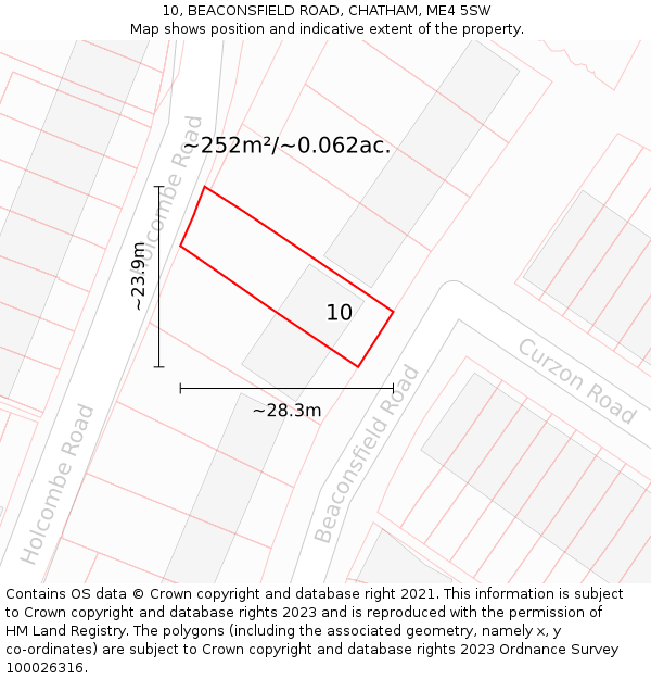 10, BEACONSFIELD ROAD, CHATHAM, ME4 5SW: Plot and title map