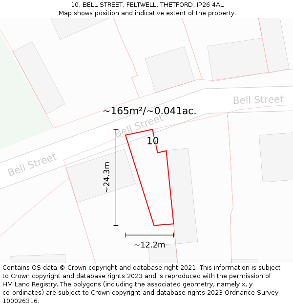 10, BELL STREET, FELTWELL, THETFORD, IP26 4AL: Plot and title map