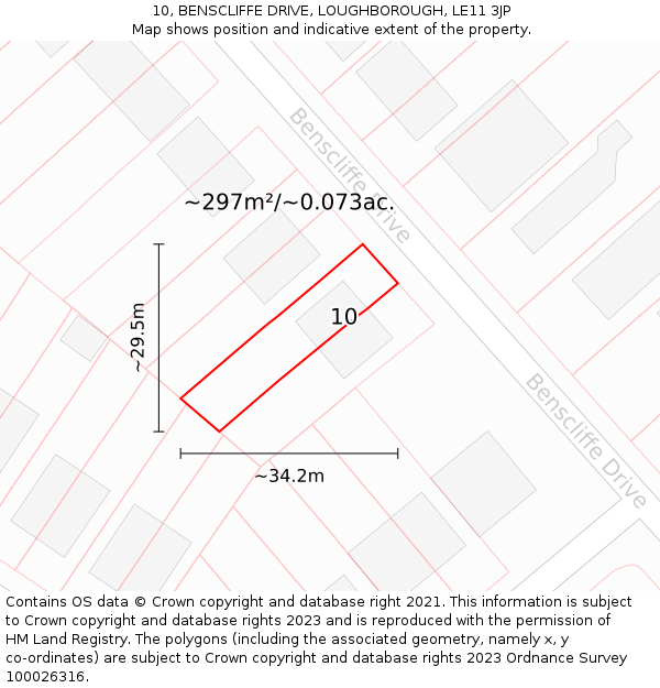 10, BENSCLIFFE DRIVE, LOUGHBOROUGH, LE11 3JP: Plot and title map