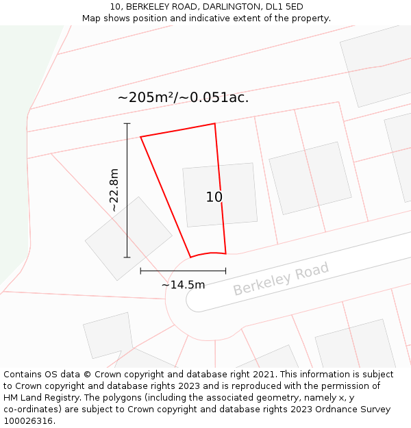 10, BERKELEY ROAD, DARLINGTON, DL1 5ED: Plot and title map