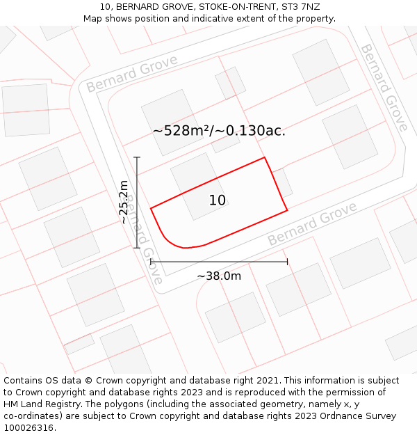 10, BERNARD GROVE, STOKE-ON-TRENT, ST3 7NZ: Plot and title map