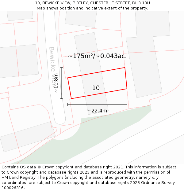 10, BEWICKE VIEW, BIRTLEY, CHESTER LE STREET, DH3 1RU: Plot and title map