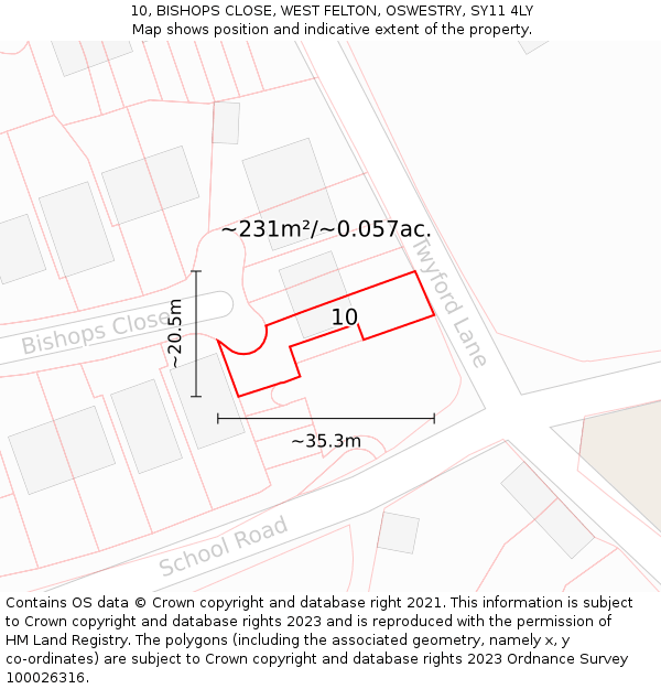 10, BISHOPS CLOSE, WEST FELTON, OSWESTRY, SY11 4LY: Plot and title map