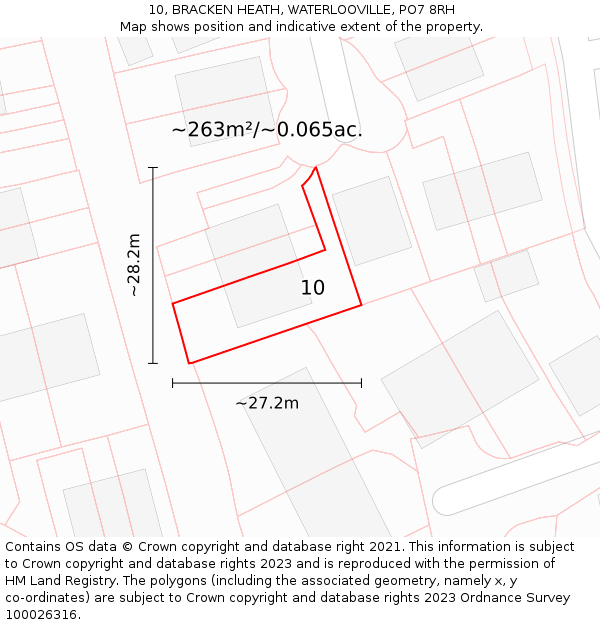 10, BRACKEN HEATH, WATERLOOVILLE, PO7 8RH: Plot and title map