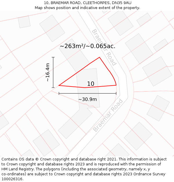 10, BRAEMAR ROAD, CLEETHORPES, DN35 9AU: Plot and title map