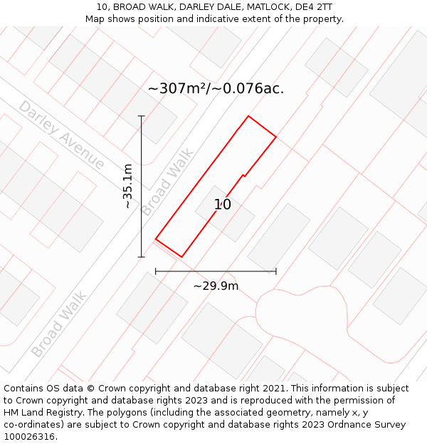 10, BROAD WALK, DARLEY DALE, MATLOCK, DE4 2TT: Plot and title map