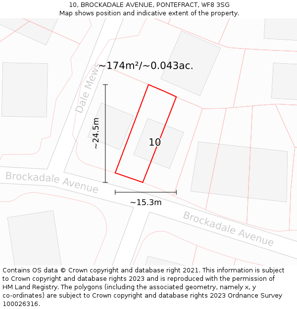 10, BROCKADALE AVENUE, PONTEFRACT, WF8 3SG: Plot and title map