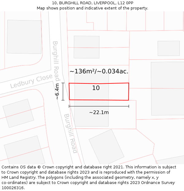10, BURGHILL ROAD, LIVERPOOL, L12 0PP: Plot and title map