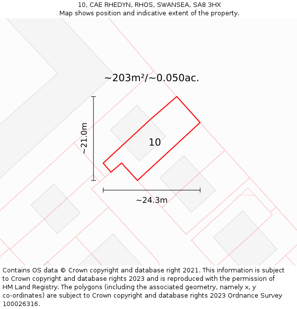 10, CAE RHEDYN, RHOS, SWANSEA, SA8 3HX: Plot and title map