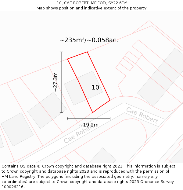 10, CAE ROBERT, MEIFOD, SY22 6DY: Plot and title map