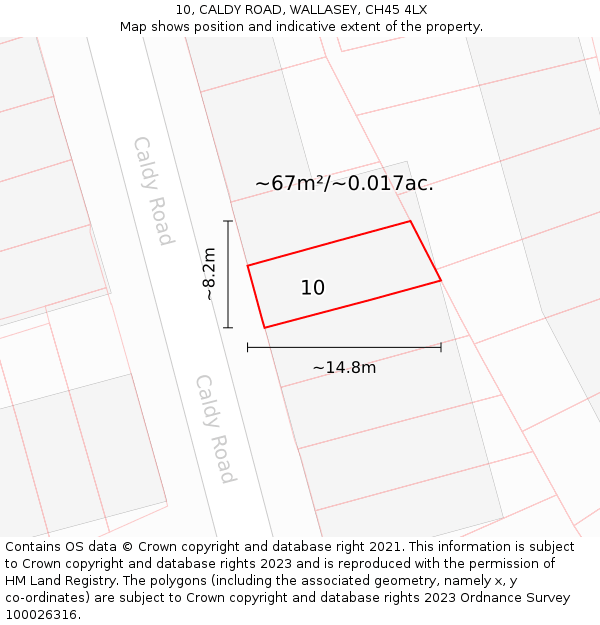 10, CALDY ROAD, WALLASEY, CH45 4LX: Plot and title map