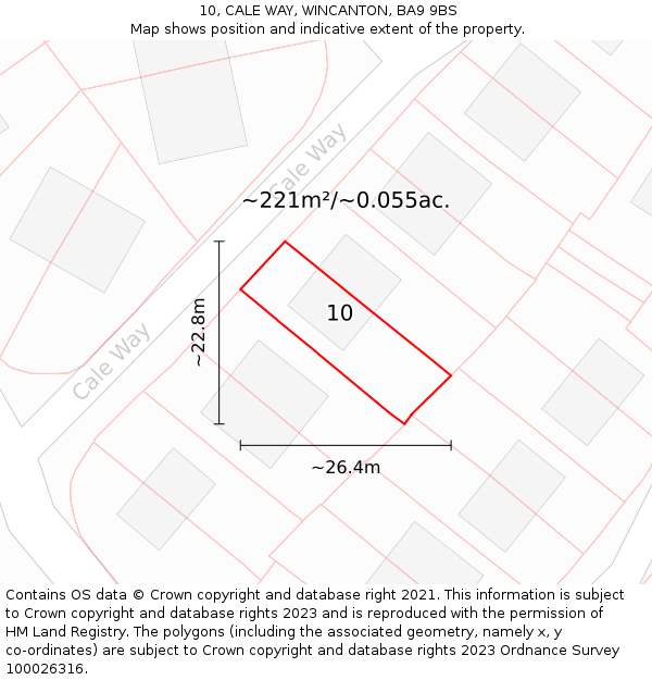 10, CALE WAY, WINCANTON, BA9 9BS: Plot and title map