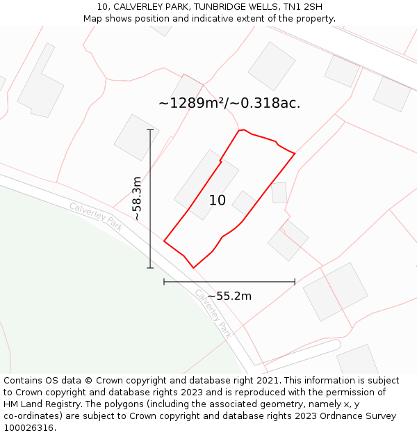 10, CALVERLEY PARK, TUNBRIDGE WELLS, TN1 2SH: Plot and title map