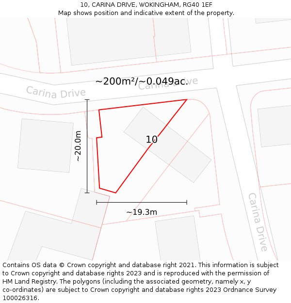 10, CARINA DRIVE, WOKINGHAM, RG40 1EF: Plot and title map