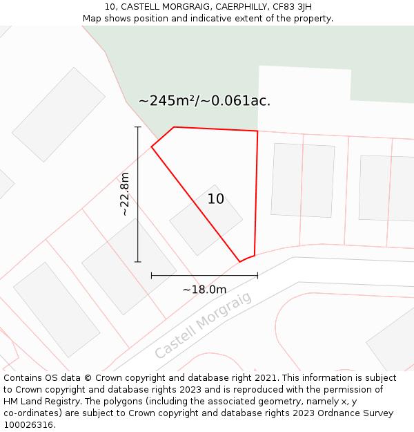 10, CASTELL MORGRAIG, CAERPHILLY, CF83 3JH: Plot and title map