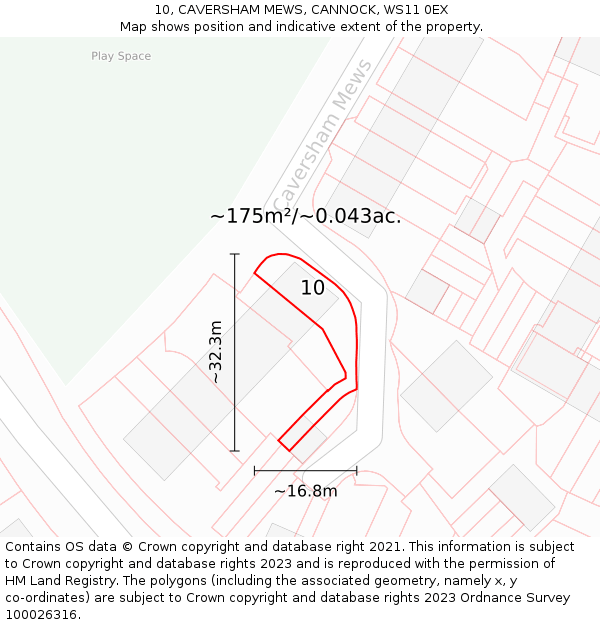 10, CAVERSHAM MEWS, CANNOCK, WS11 0EX: Plot and title map