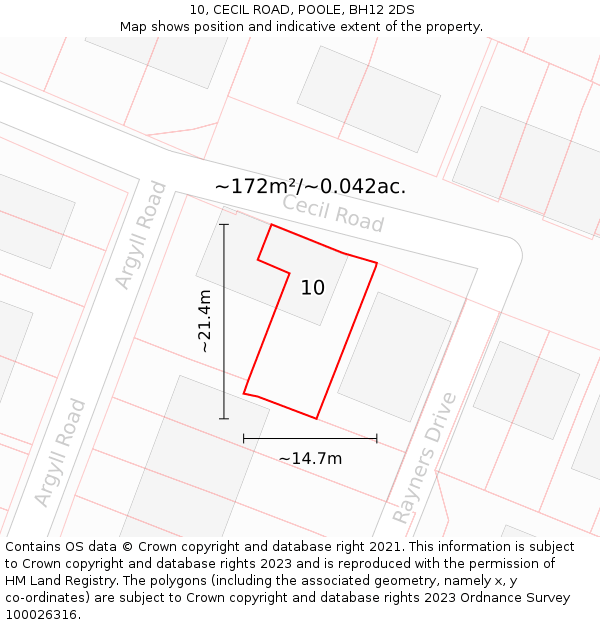 10, CECIL ROAD, POOLE, BH12 2DS: Plot and title map