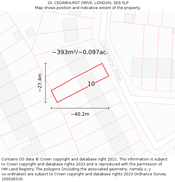 10, CEDARHURST DRIVE, LONDON, SE9 5LP: Plot and title map