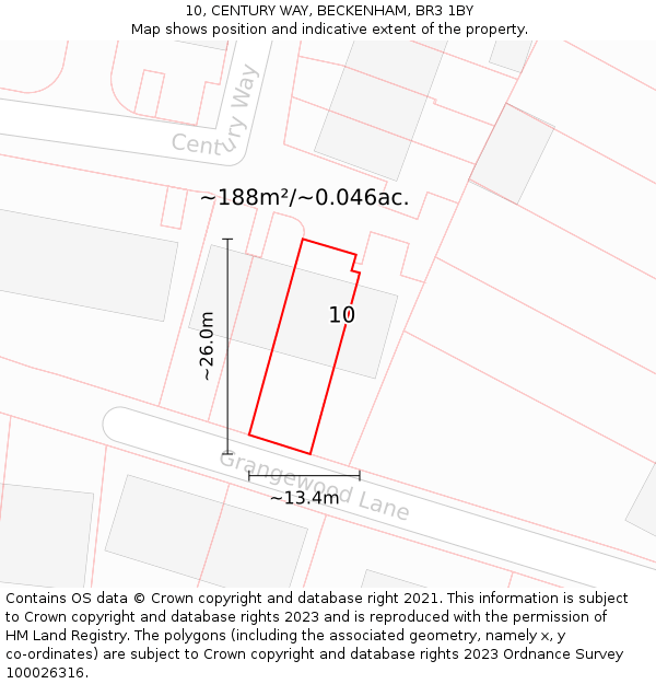 10, CENTURY WAY, BECKENHAM, BR3 1BY: Plot and title map