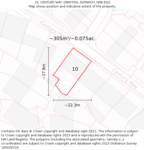 10, CENTURY WAY, DRAYTON, NORWICH, NR8 6GZ: Plot and title map