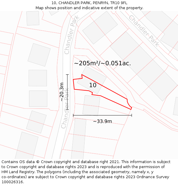 10, CHANDLER PARK, PENRYN, TR10 9FL: Plot and title map
