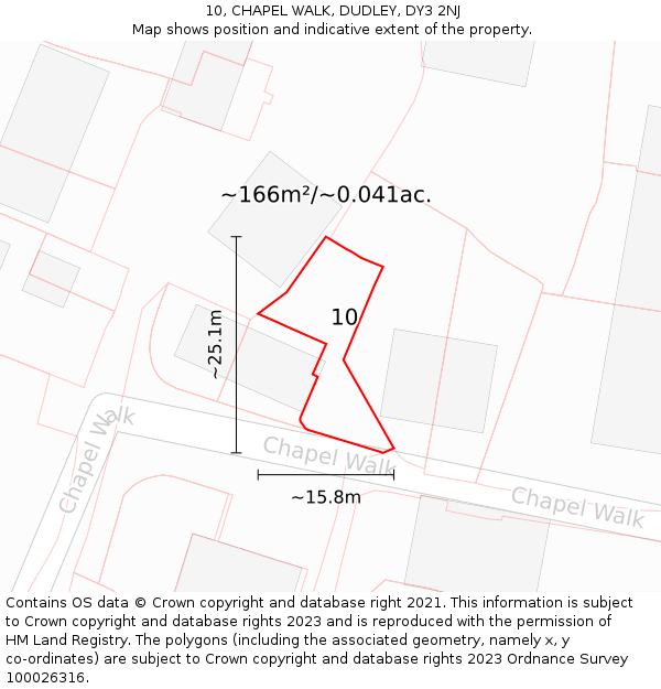 10, CHAPEL WALK, DUDLEY, DY3 2NJ: Plot and title map