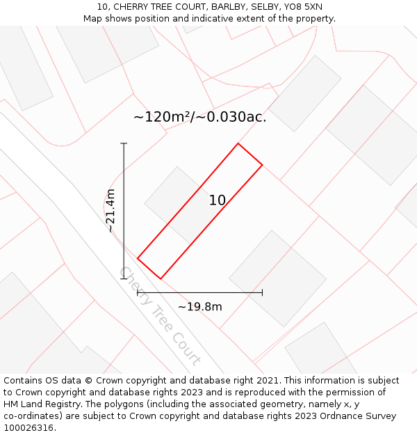 10, CHERRY TREE COURT, BARLBY, SELBY, YO8 5XN: Plot and title map