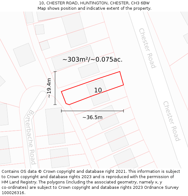 10, CHESTER ROAD, HUNTINGTON, CHESTER, CH3 6BW: Plot and title map