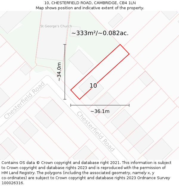 10, CHESTERFIELD ROAD, CAMBRIDGE, CB4 1LN: Plot and title map